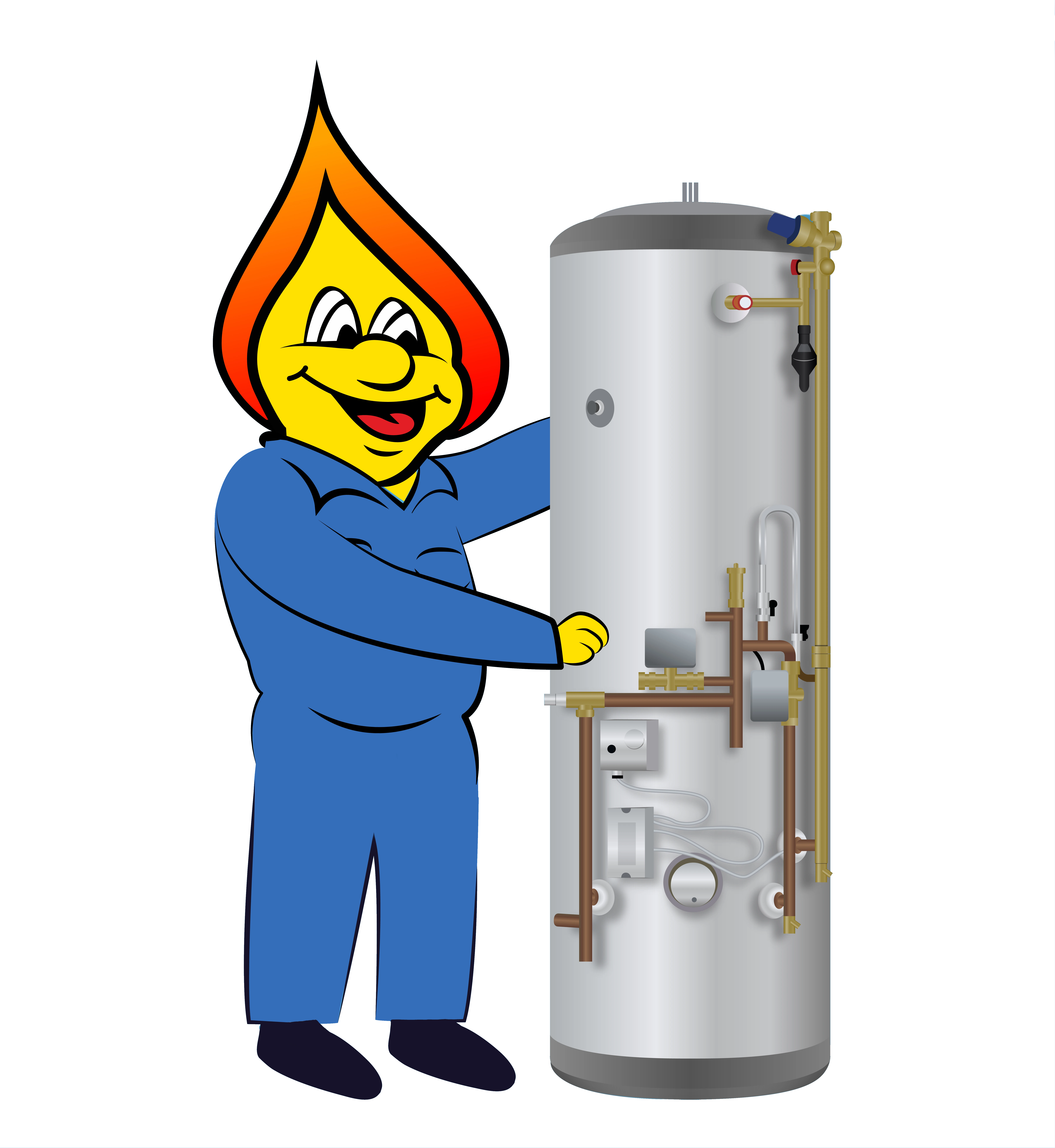 mascot standing next to water cylinder